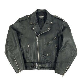 Vtg Unik Jacket Leather Biker Jacket Men 52 Motorcycle Riders Heavy Duty Black